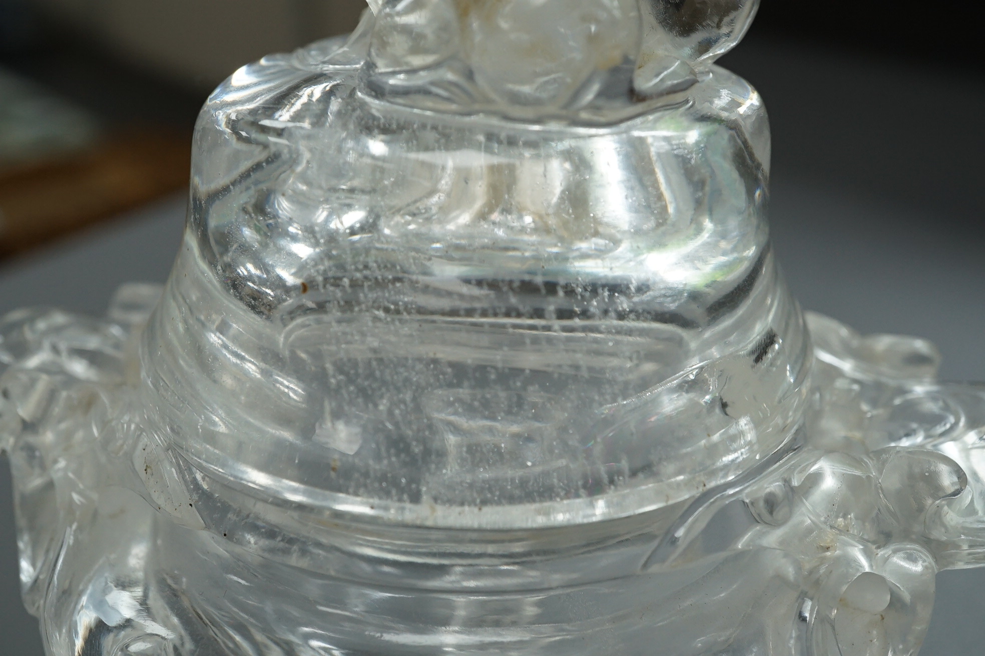A Chinese rock crystal tripod censer and cover, ding, early 20th century